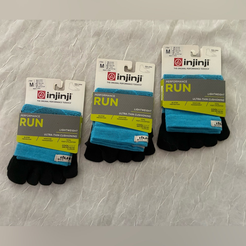 Injinji Blue and Black Toe Socks Unisex Medium